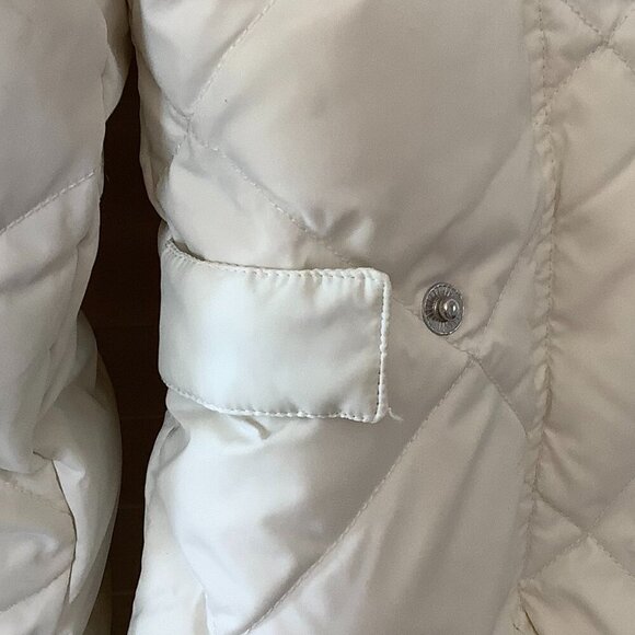 Eddie Bauer women's goose down puffer jacket white large EB700 quilted *flaw* - Picture 8 of 13